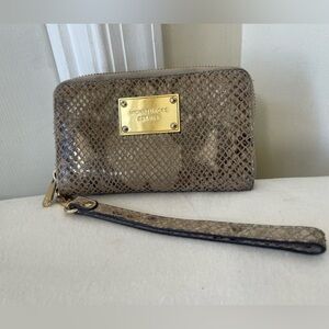 Michael Kors Gold and Brown Snake Print Wristlet GUC
